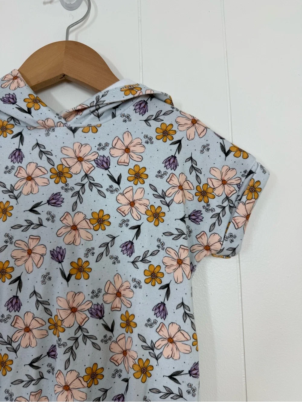 Little One Shop Floral Hooded Short Sleeve Bubble Romper